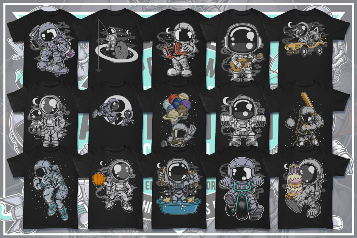 100 Astronaut Cartoon Designs Bundle, an Illustration by roach_graphic (Photo 2 of 16)