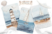 Nautical watercolor collection, a Transportation Illustration by Marina Ermakova (Thumbnail 8 of 13)