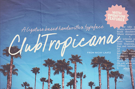 Club Tropicana Script, a Handwritten Font by Nicky Laatz