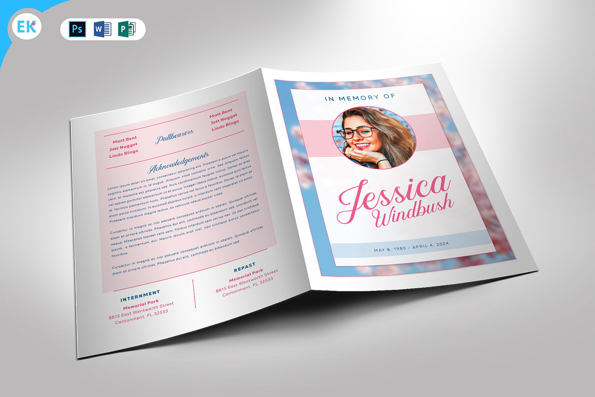 Floral Funeral Program Template, a Flyer Template by Epickita (Photo 1 of 3)