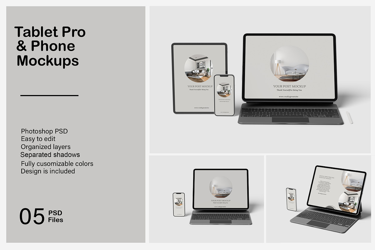 Tablet pro & Phone Mockup, a Pens & Pencil Mockup by mahhyud (Photo 1 of 6)
