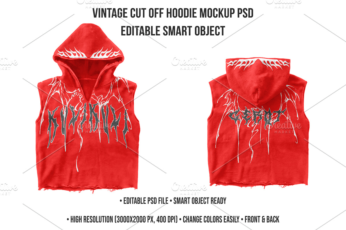 Vintage Cut Off Hoodie Mockup PSD, a Hoody Mockup by std.badboy (Photo 1 of 4)