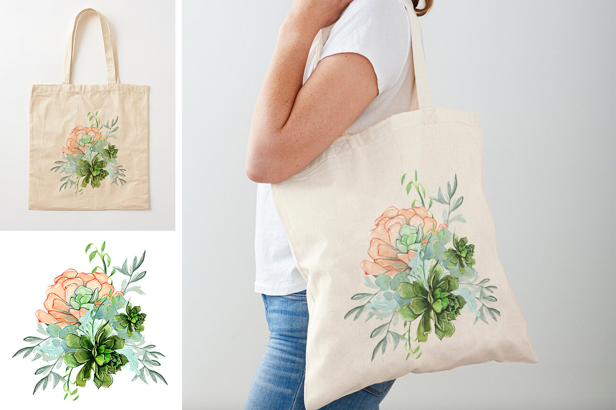 Watercolor Succulents, an Illustration by CrystalinaShop (Photo 5 of 5)