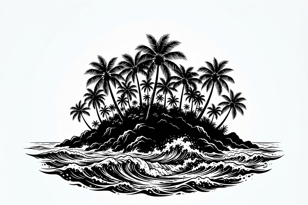 50 Tropical Palm Island Silhouette, an Empty State Illustration by Amazin_art (Photo 39 of 41)