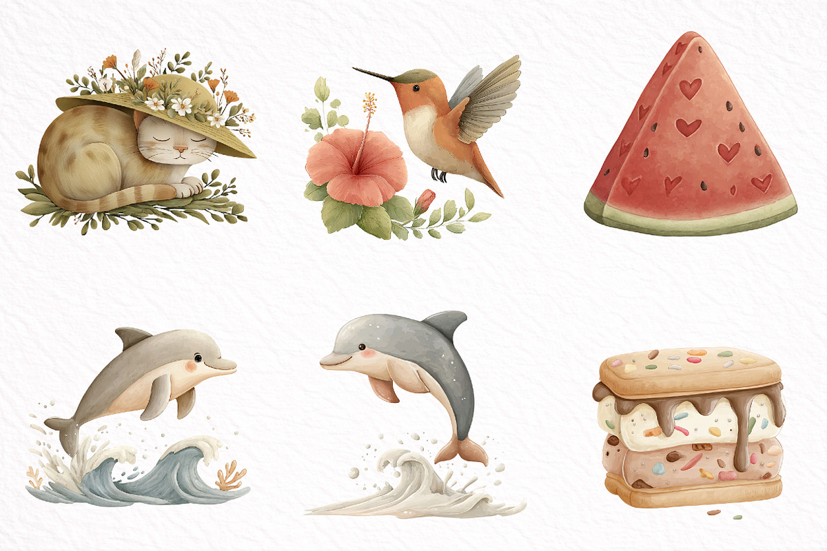 Whimsical Summer Clipart Bundles, an Illustration by DreamArtGraphic (Photo 5 of 7)