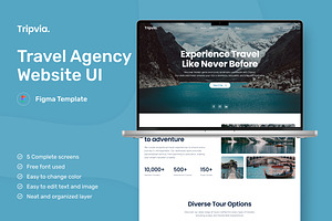 Tripvia - Travel Agency Website, an UI Kit Template by peterdraw