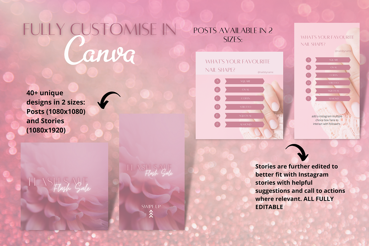 Pink Nail Instagram Template Bundle, a Social Media Template by Faytemplates (Photo 9 of 10)