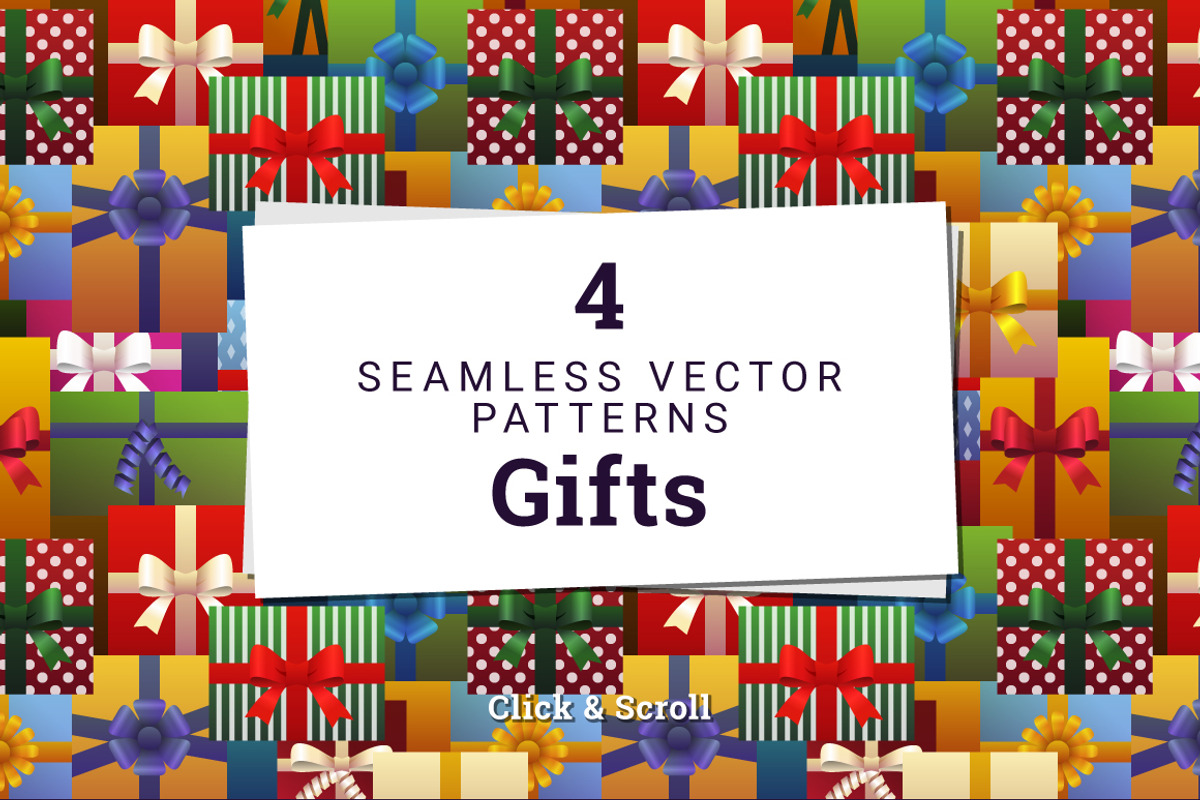 4 Seamless Vector Patterns - Gifts, a Pattern Graphic by Anne Elster Design