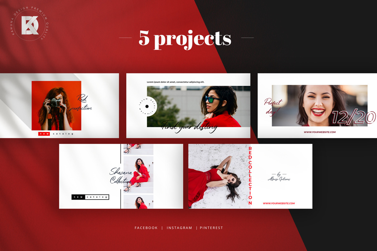 Red & White Social Media Pack, a Social Media Template by Kahuna Design (Photo 4 of 6)