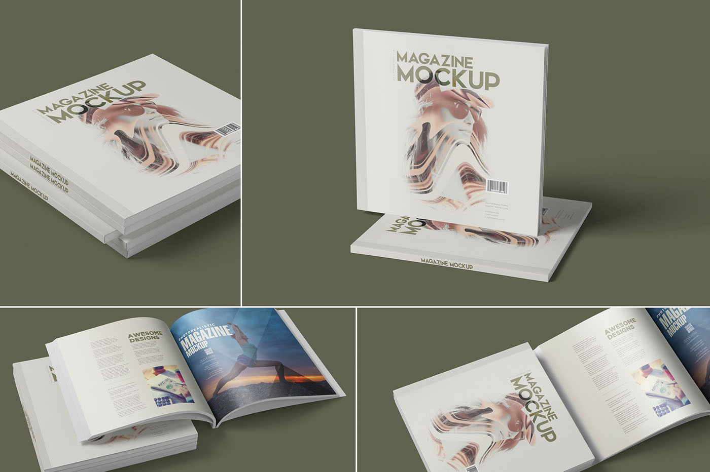 Square Magazine Mockup Set, a Product Mockup by ZippyPixels