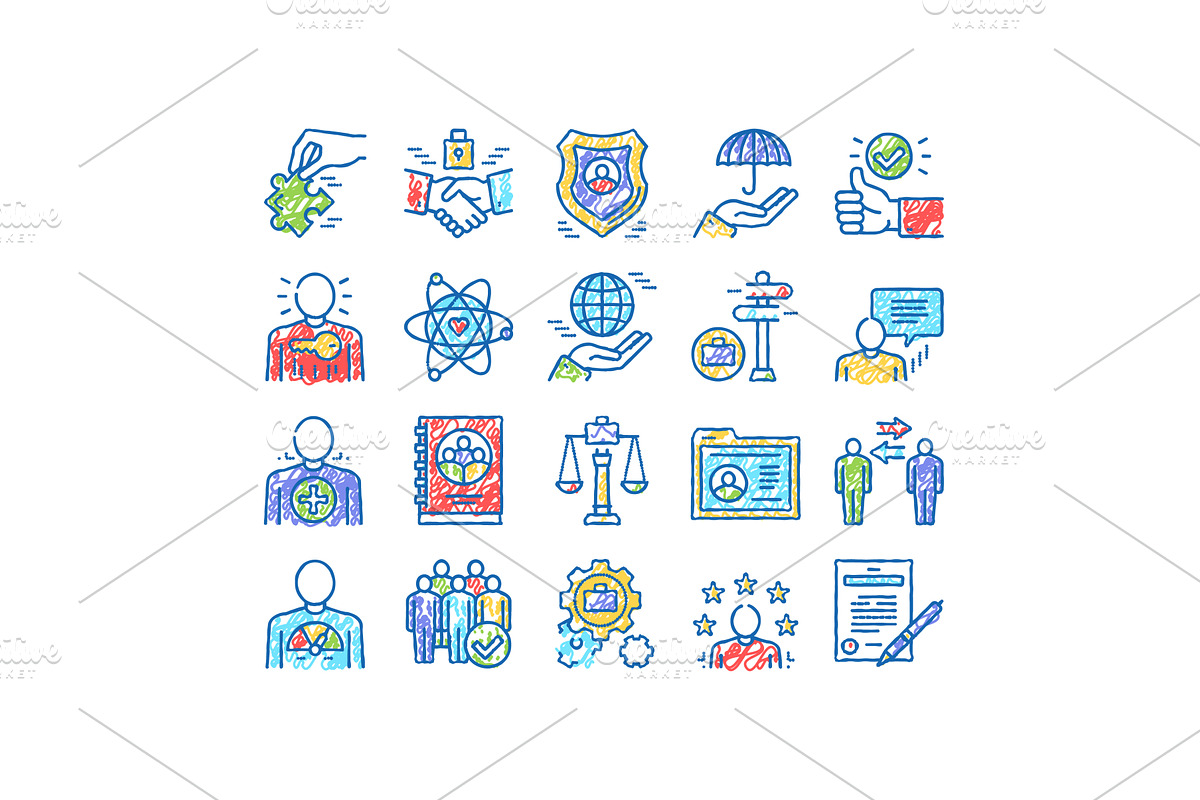 Business Ethics Moral set Icons hand, an Object Illustration by pikepicture