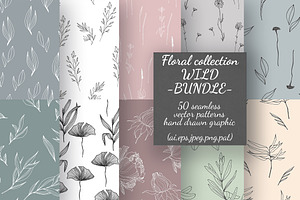 50 Wild flower patterns -Bundle-