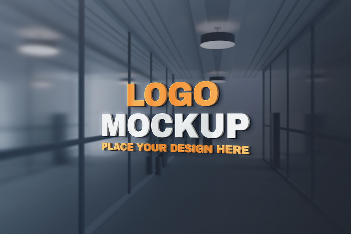 Wall Office Logo Mockup, an Advertising Mockup by baim_std