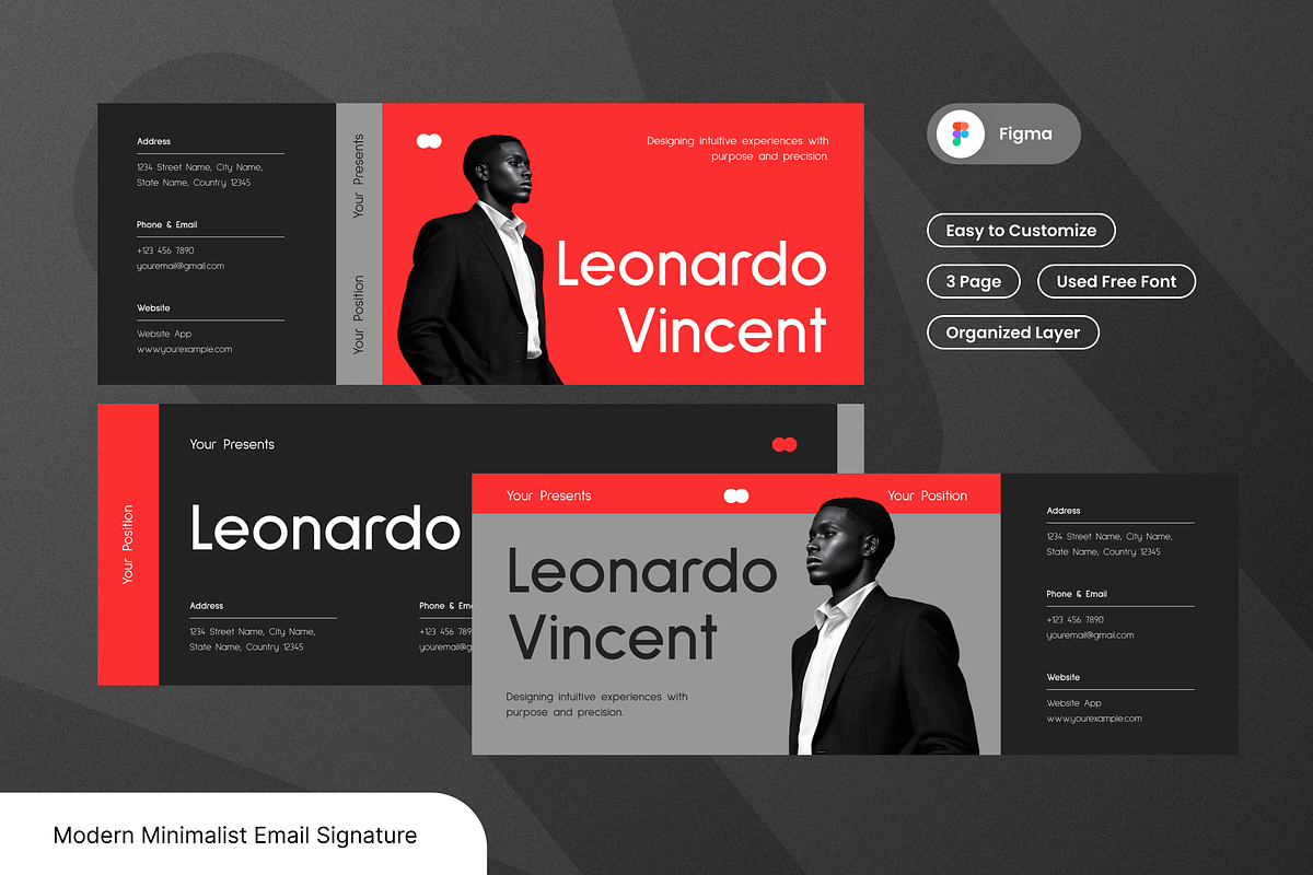 Modern Minimalist Email Signature, an UI Kit Template by Annora Studio (Photo 1 of 4)