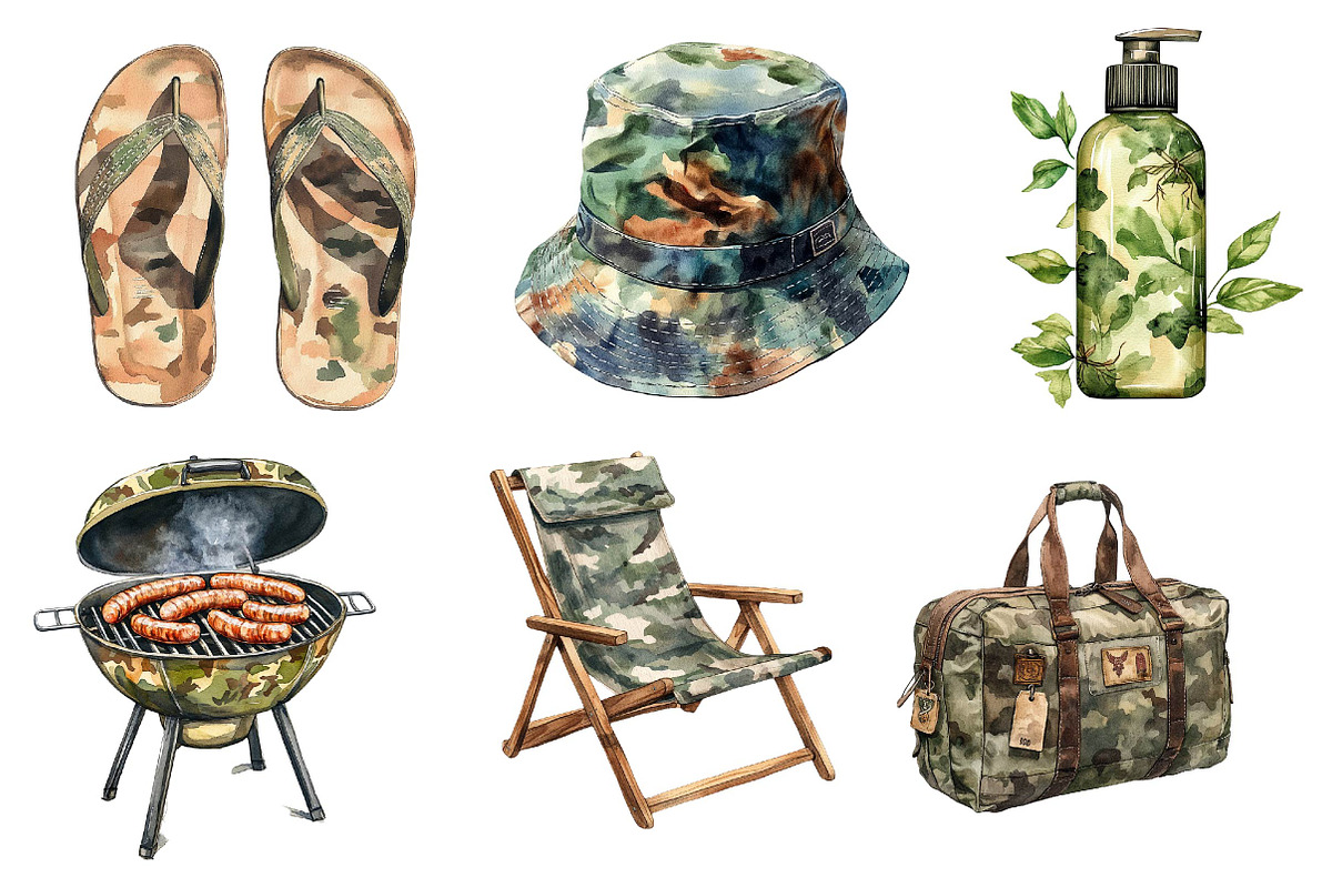 Camouflage Summer Elements Clipart, an Illustration by Dream Creation (Photo 5 of 6)