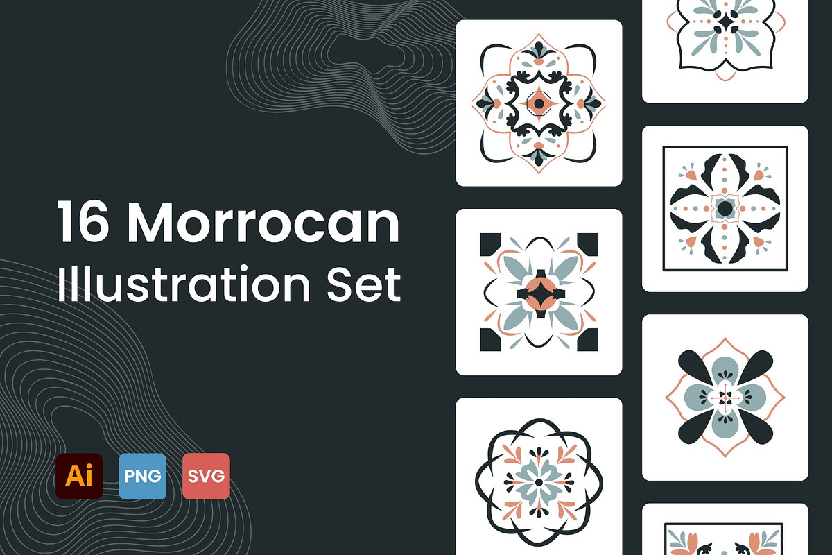 Morrocan Pattern Set, a Decorative Illustration by GravitaSign (Photo 1 of 2)
