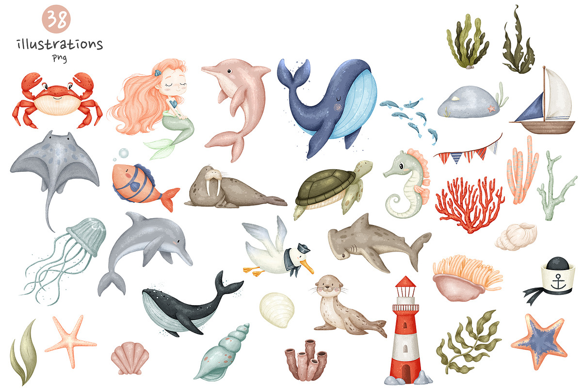 Cozy Underwater World collection, an Animal Illustration by yebin (Photo 4 of 6)