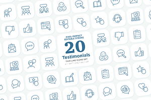 Testimonials 20 Pixel Perfect Icons, an Outline Icon by Alex Blogoodf