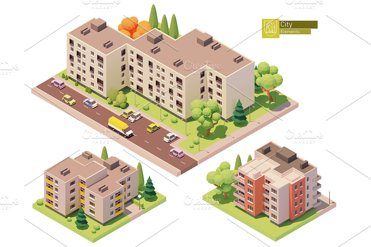 Isometric city map elements, an Object Graphic by tele52 (Photo 36 of 72)