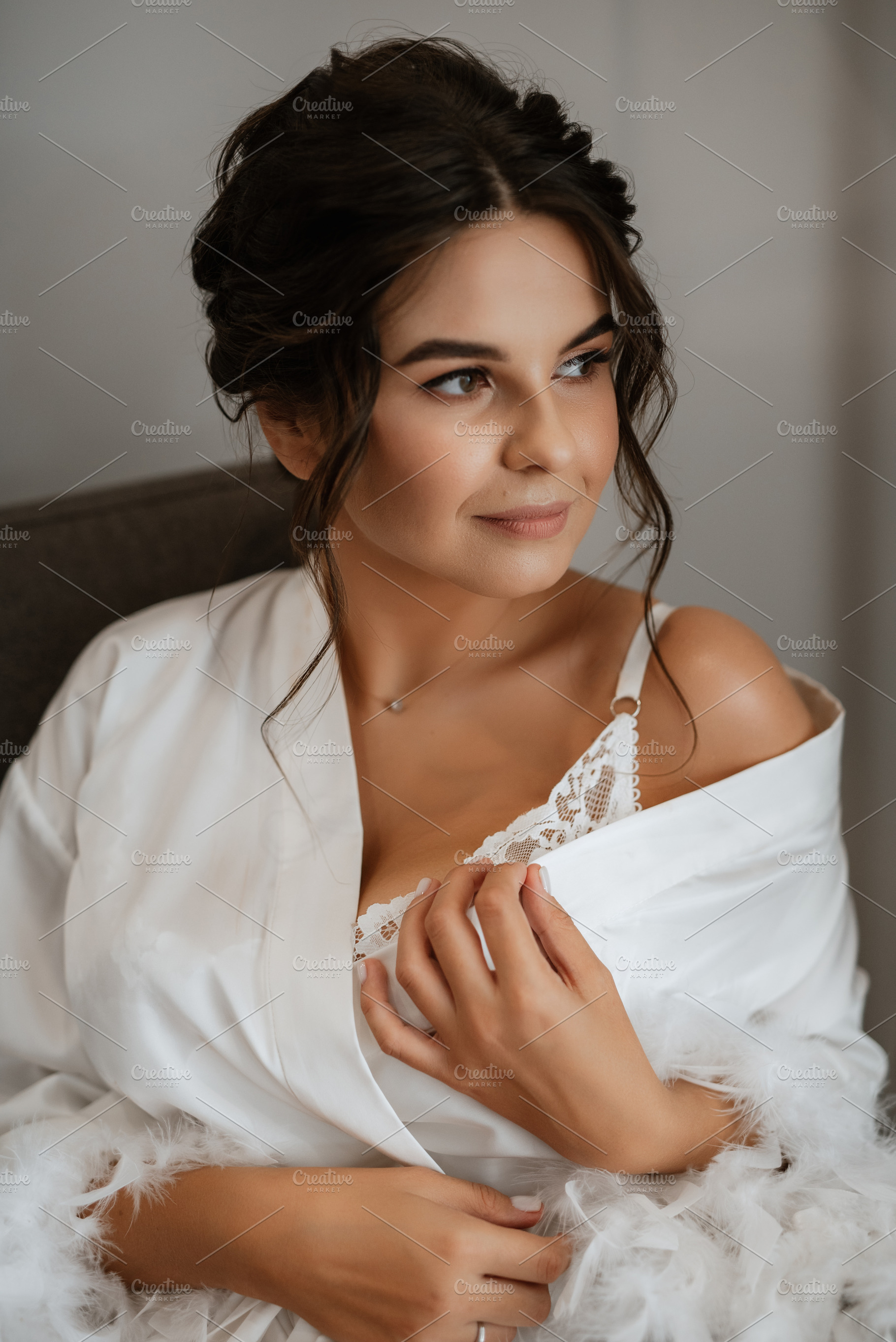 bride young girl in lingerie in the morning in the room, a Person Photo by Weddings, People, Travel