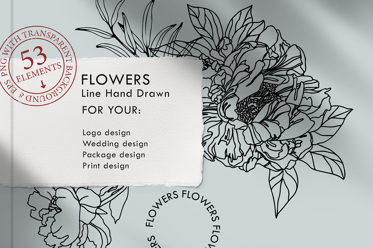 Flowers Line Hand Drawn, a Decorative Illustration by LanaDzi (Photo 1 of 10)