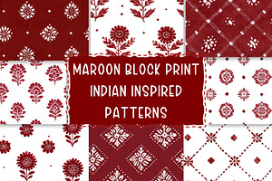 Maroon Block Print Indian Inspired