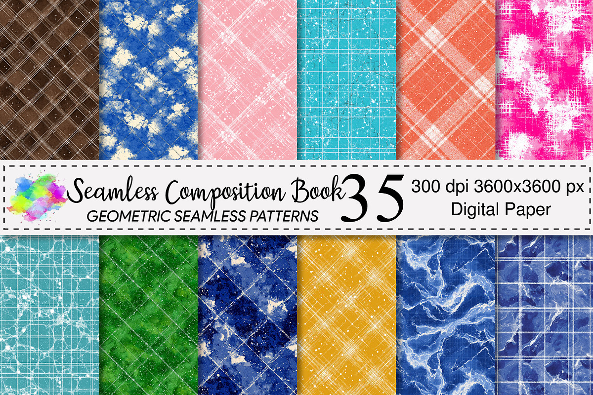 Seamless Composition Book Patterns, a Pattern Graphic by Canvas Craft (Photo 1 of 4)
