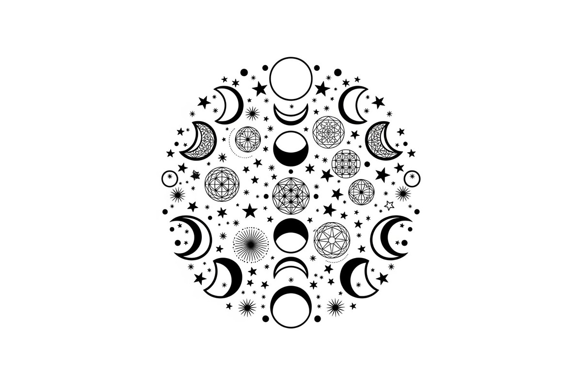 Moon Phase Mandala SVG Bundle, an Illustration by yasushie (Photo 10 of 31)