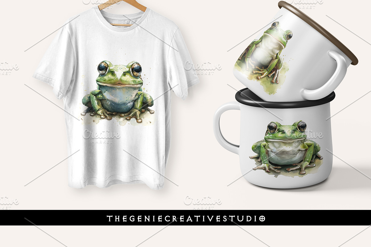 Cute Green Frog PNG Clip Art Set, an Animal Illustration by Geniecreativestudio (Photo 7 of 9)