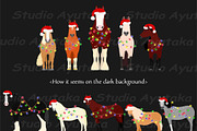 10 Christmas Horses Clipart Set, an Animal Illustration by dogsinarow (Thumbnail 3 of 5)