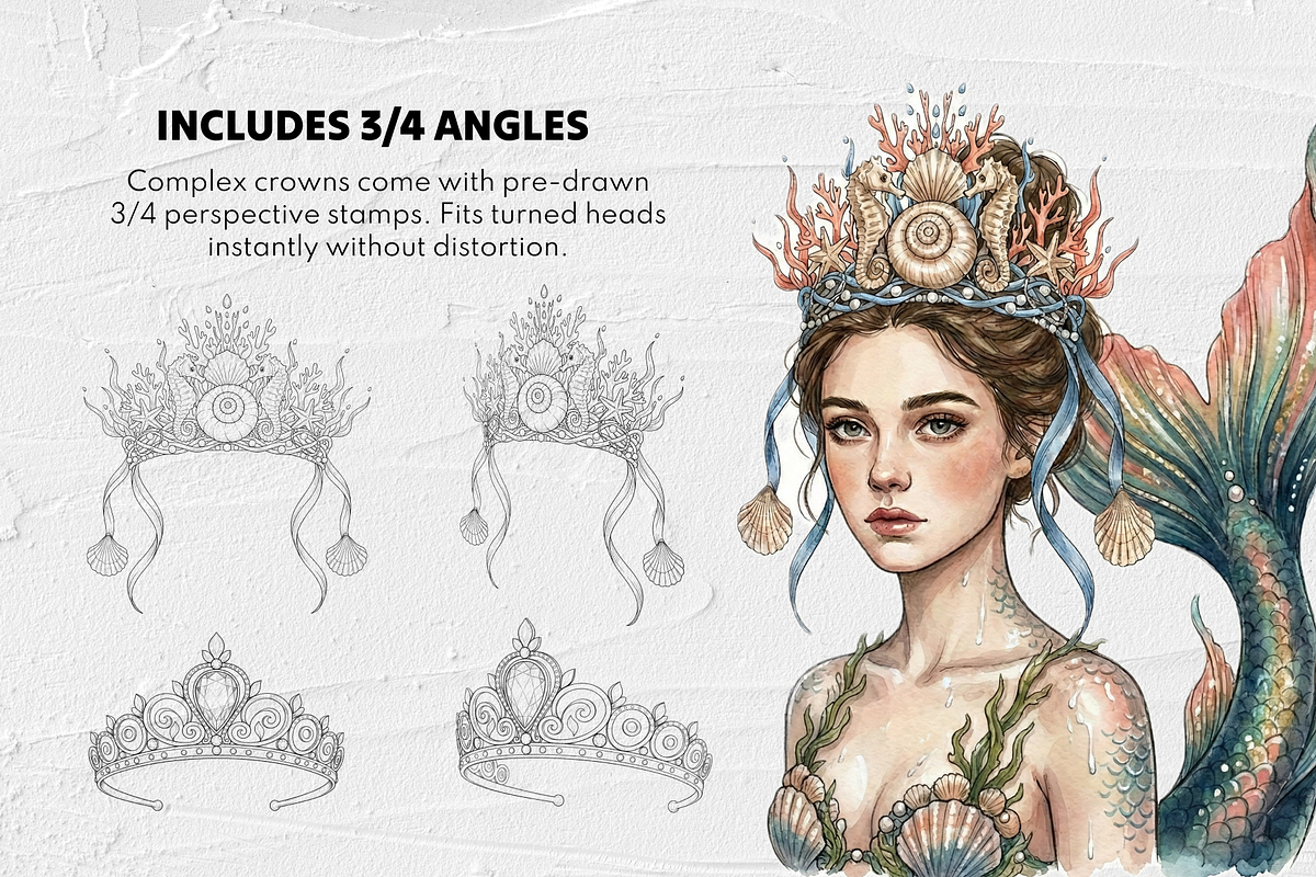 30 Crown & Tiara Procreate Stamps, a Brush Add-On by Selentaori Studio (Photo 5 of 7)
