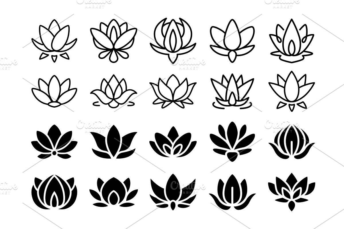 Lotus flower icon. Yoga zen logo, an Object Illustration by winwin.art