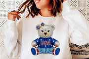 USA Teddy Bear 4th of July PNG, an Illustration by CreationArt (Thumbnail 2 of 5)