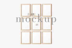 Set of 9 Frame Mockup Gallery Wall, a Print Template by BirdieFrames