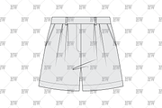 Unisex Pleated Shorts Fashion Flat, a Bottom Mockup by haydenwentworth (Thumbnail 2 of 3)