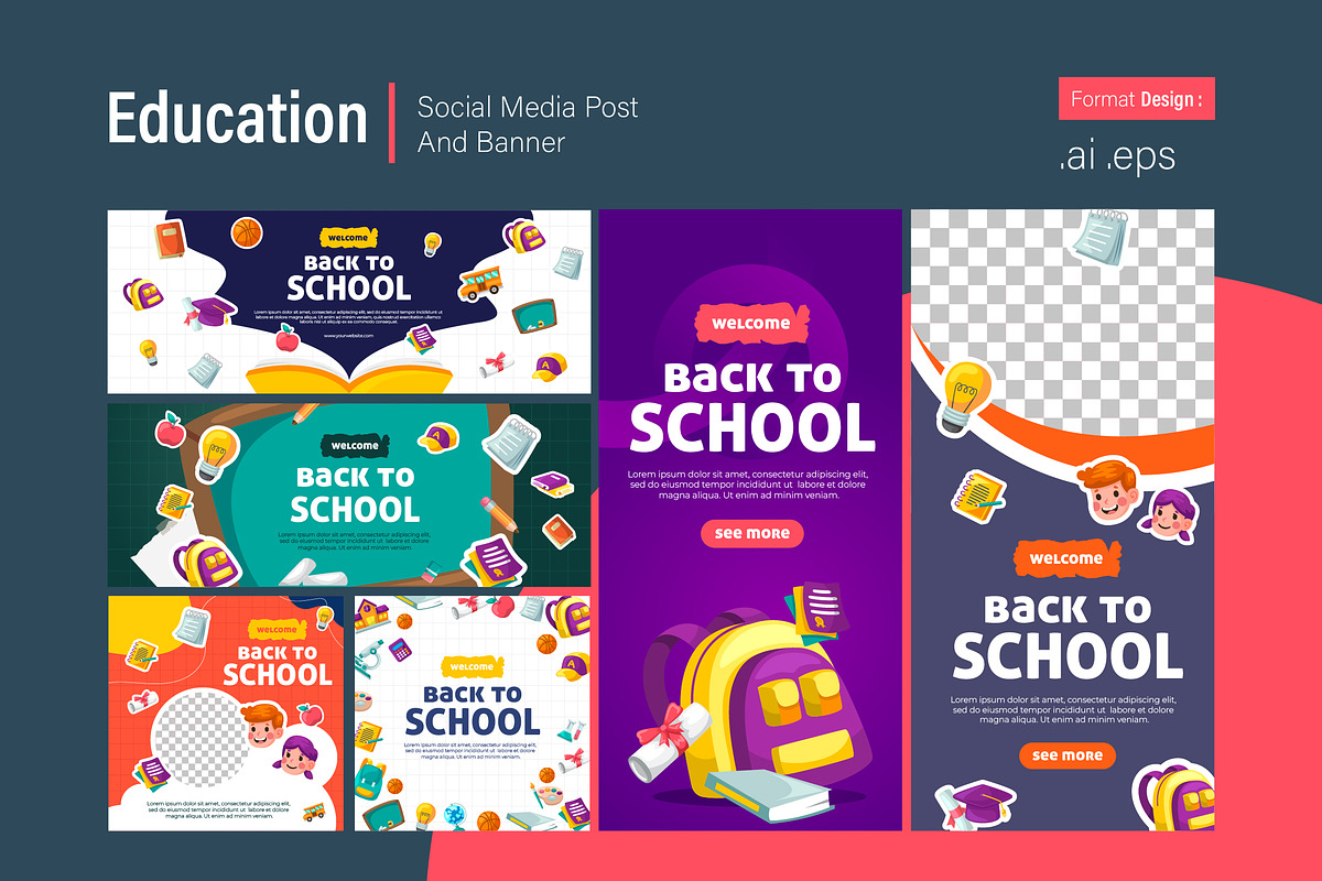 Education Promotion Set, a Social Media Template by shin_std