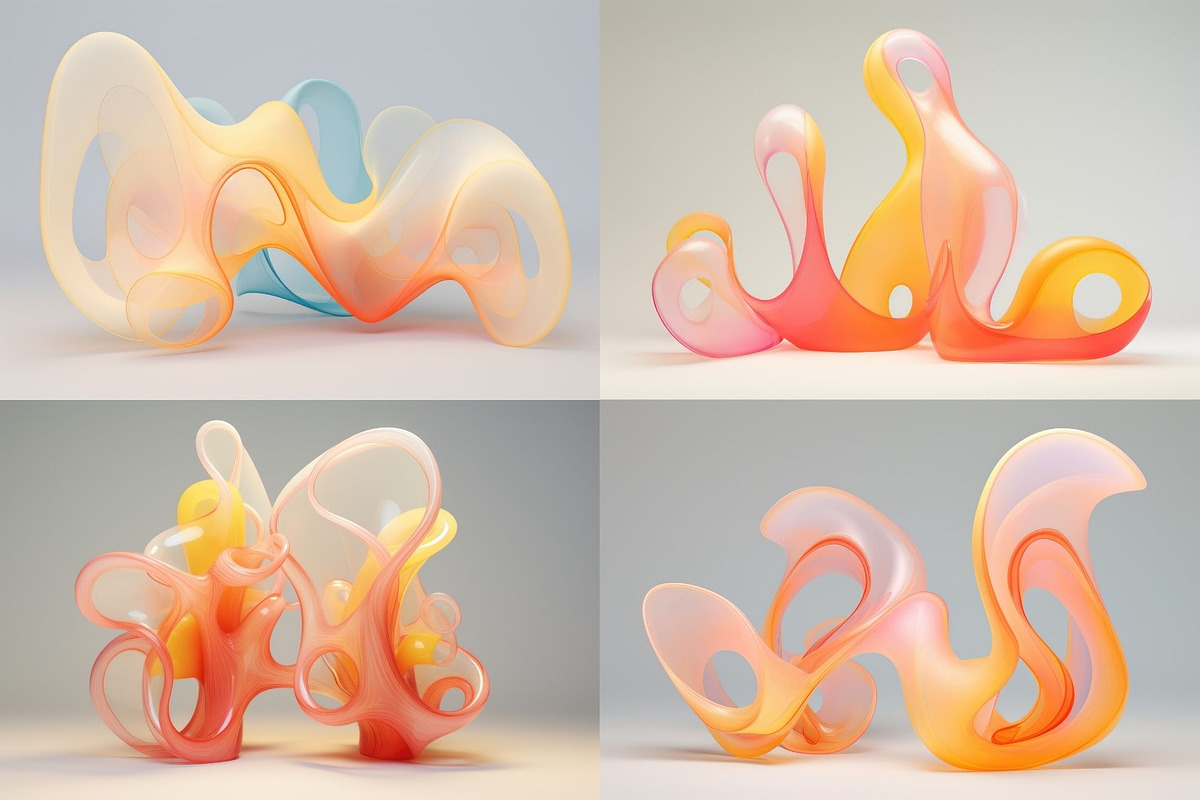 20 Translucent Twirls Sculptures, a Decorative Illustration by HipFonts (Photo 11 of 12)
