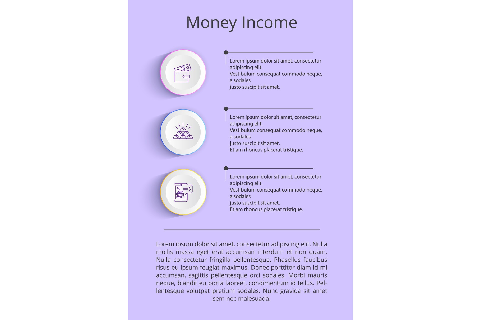Money Income Colorful Poster Vector Illustration, a Work Illustration ...