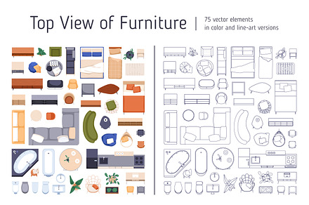 Furniture icons top view set, a Work Illustration by Good Studio