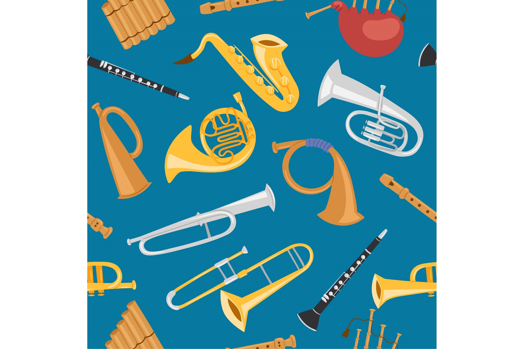 Wind Musical Instrument With Truphet by Rocketart | Creative Market