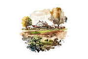Farms - Watercolor illustrations 01, an Illustration by Graxaim Mock-up (Thumbnail 4 of 9)