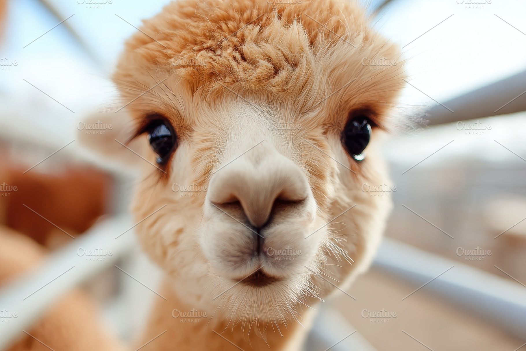 Portrait of cute llama in a zoo, an Animal Photo by AlyaAnd