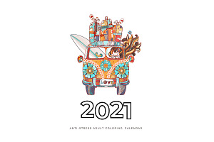 Coloring calendar on 2021