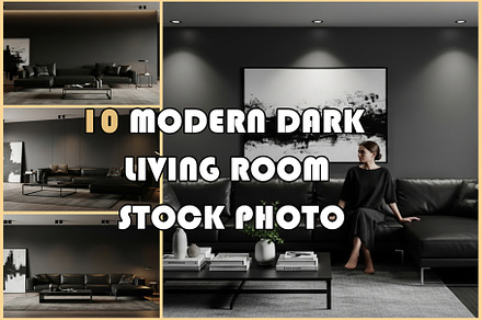 Modern Dark Living Room Stock Photo
