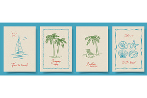 Set of trendy hand drawn posters, a Seasonal Illustration by Andrey Yaroslavtsev