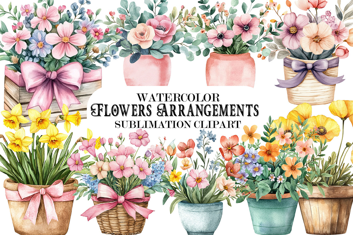 Colorful Flowers Arrangements, an Illustration by Designking (Photo 1 of 5)