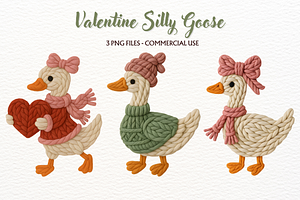 Faux Yarn Valentine Silly Goose PNG, an Animal Illustration by SugarCloudStudioArt