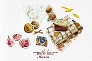 Watercolor Autumn Picnic, a Food Illustration by Budogoshch (Thumbnail 10 of 10)