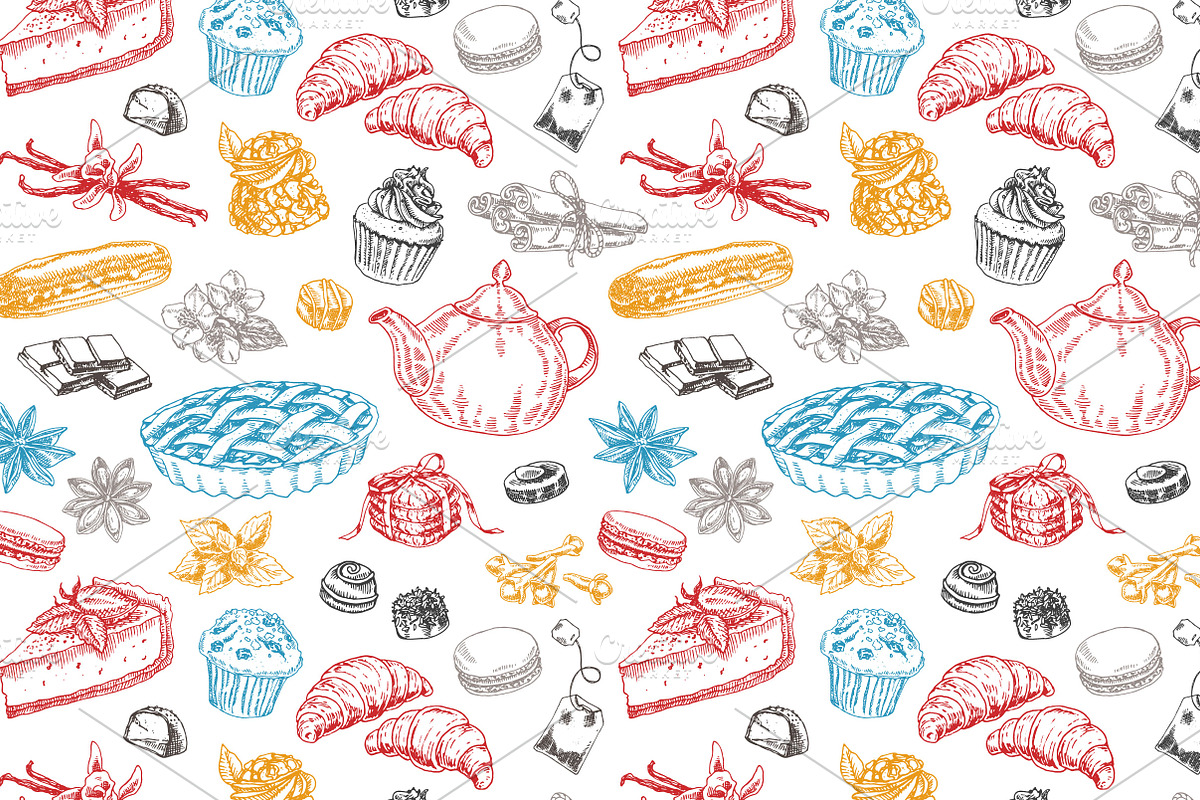 Tea and desserts set, a Graphic by Evgeniia Lanskikh (Photo 5 of 10)