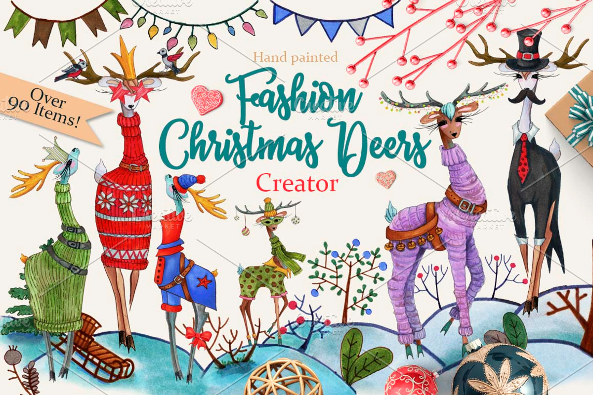 Fashion Christmas Deers Creator, an Object Graphic by Fluffy Unicorn (Photo 1 of 7)